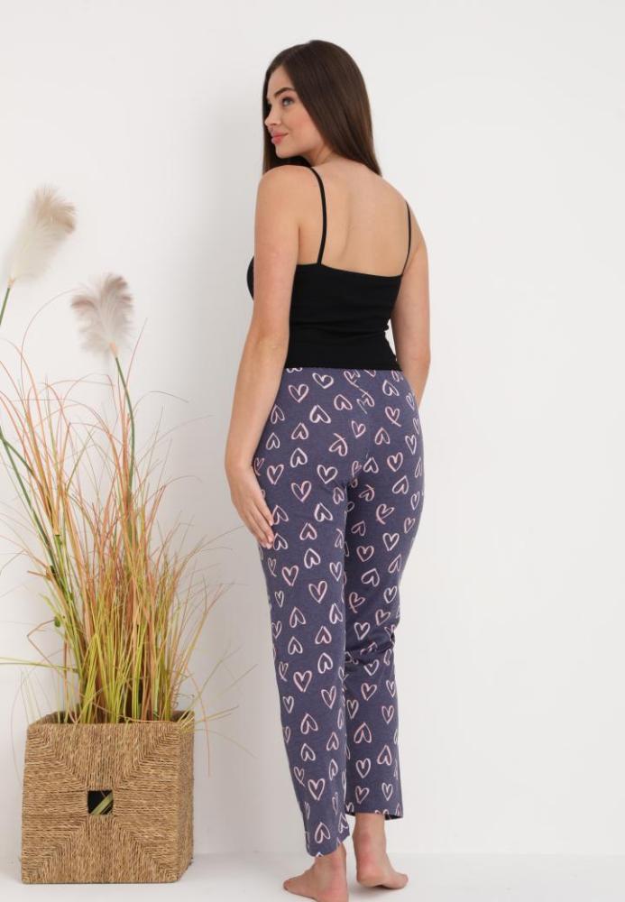 Pantaloni de Pijama Dama ,Culoare Gri Inchis cu Roz ,Engros